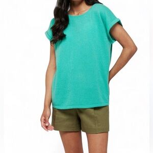 Brodie Teal Women's Lizzie tee cashmere short sleeve Top